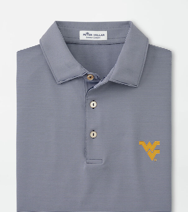 West Virginia Jubilee Stripe Performance Polo