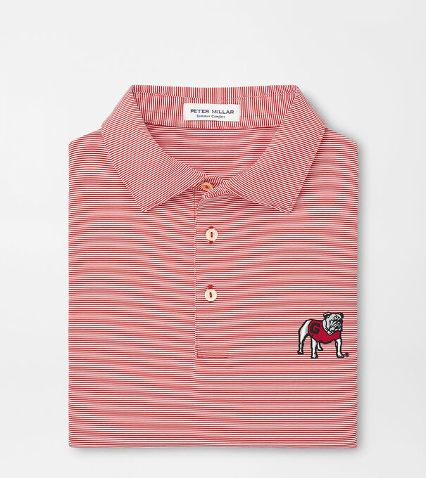 Georgia Standing Bulldog Jubilee Stripe Performance Polo